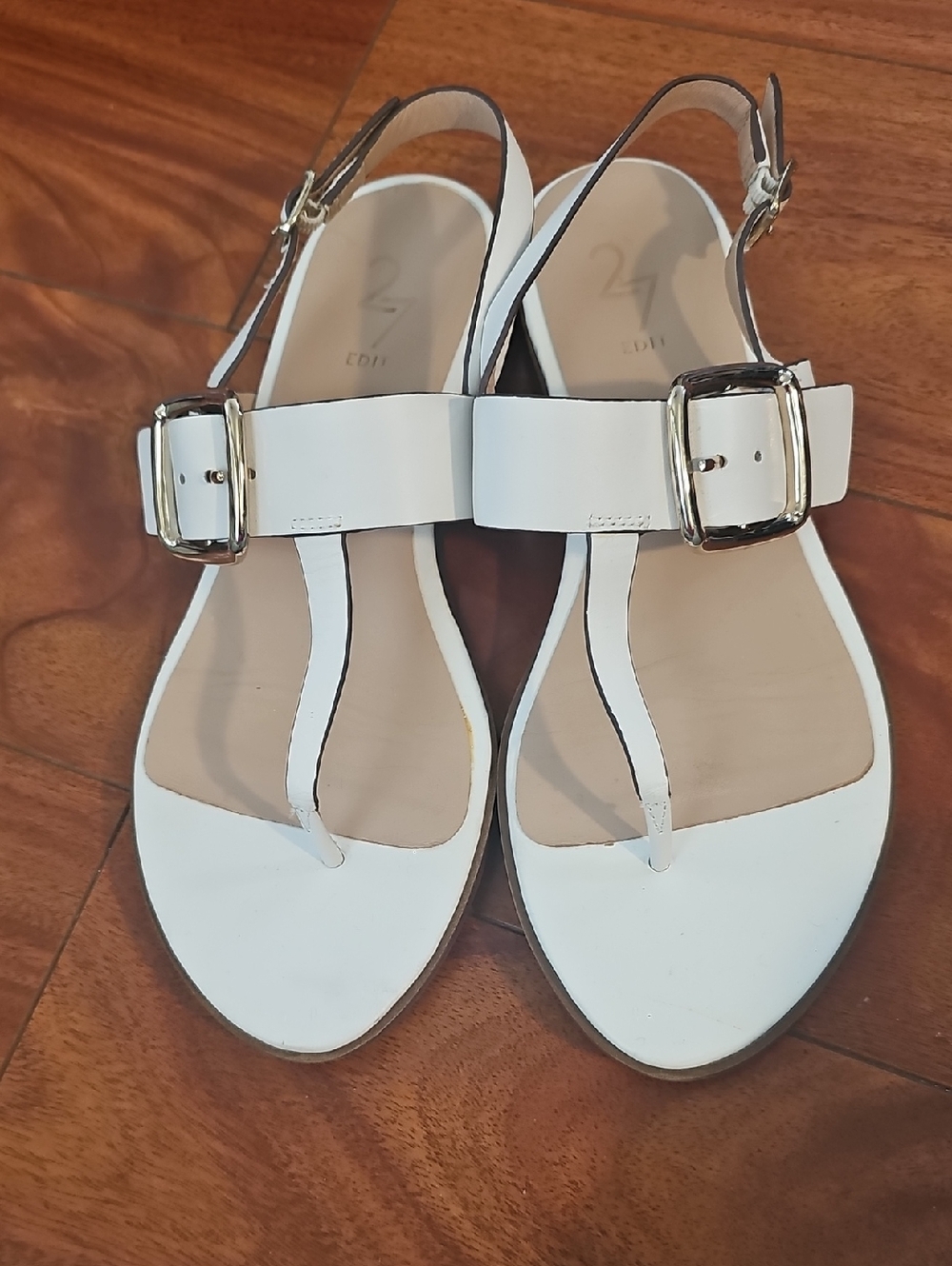 Naturalizer 27 Edit Collection Erika White Leather Thong Buckle Slingback Sz 7.5